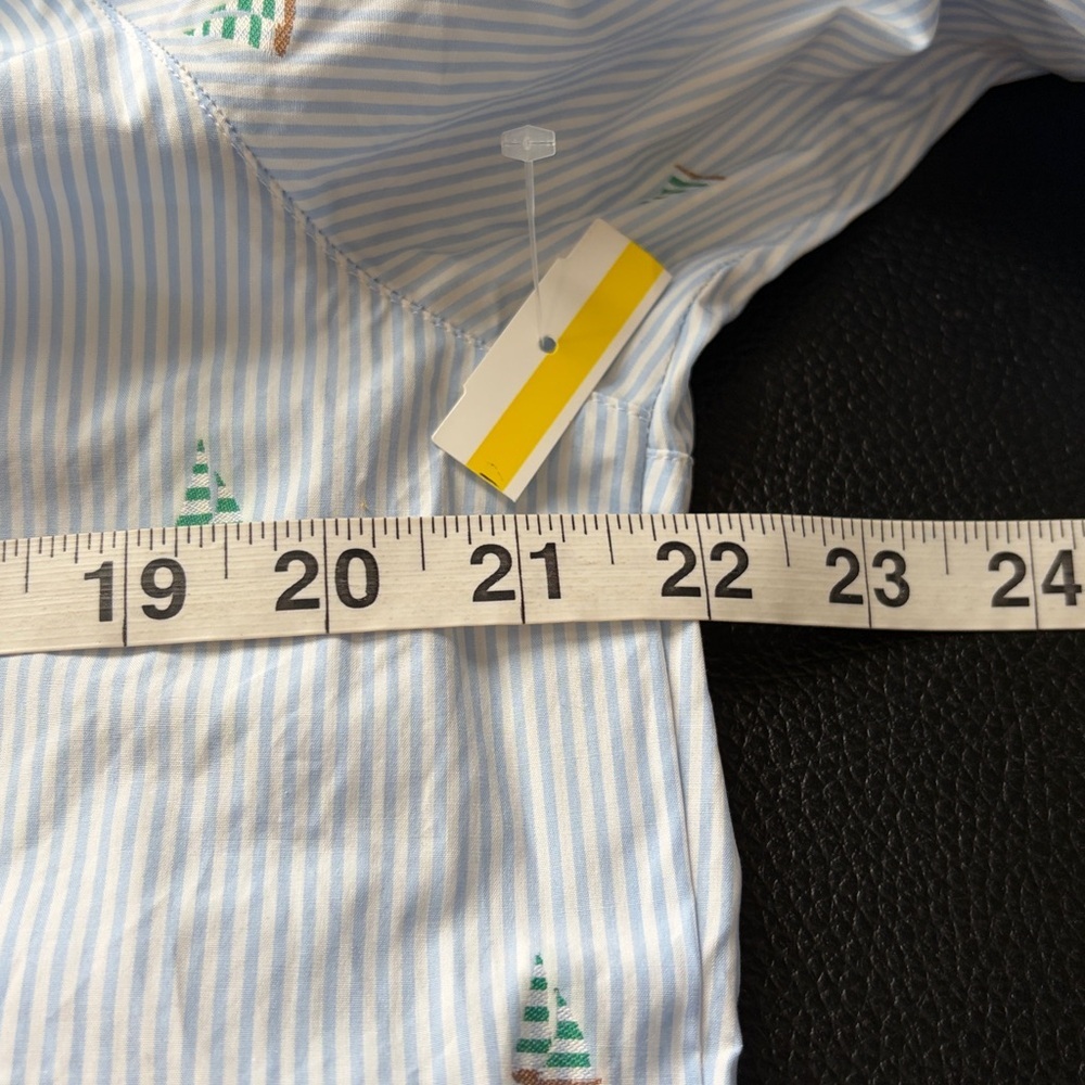 Frank and Eileen SILVIO Light Blue Stripe Sailboats Italian Cotton Sz L NEW - Picture 13 of 14